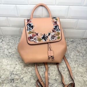 Pink Embroidered mini backpack